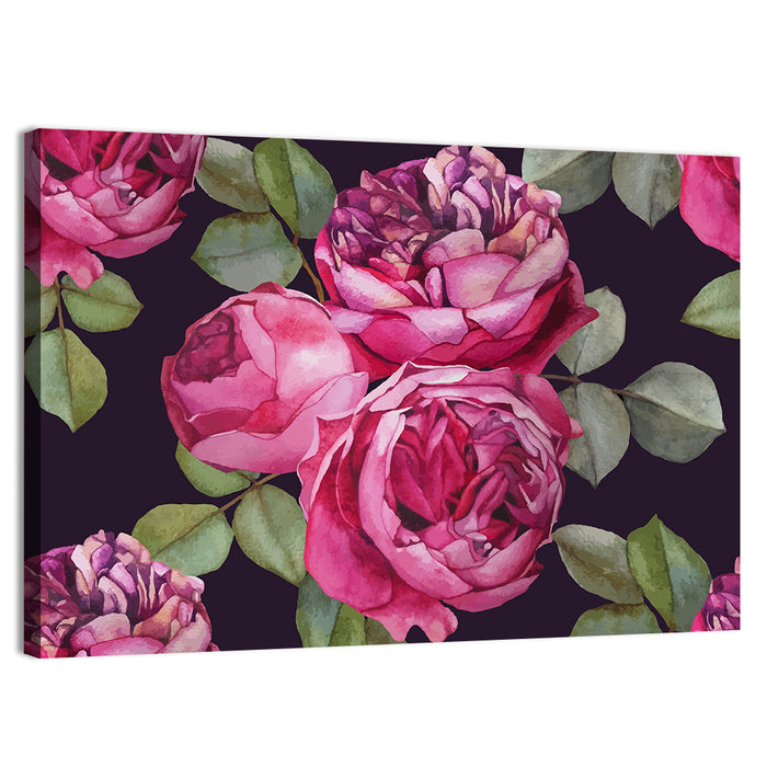 Pink Watercolor Roses Wall Art as a canvas print