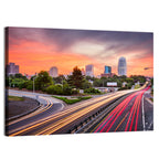 Winston-salem Dusk Skyline with Light Trails Wall Art