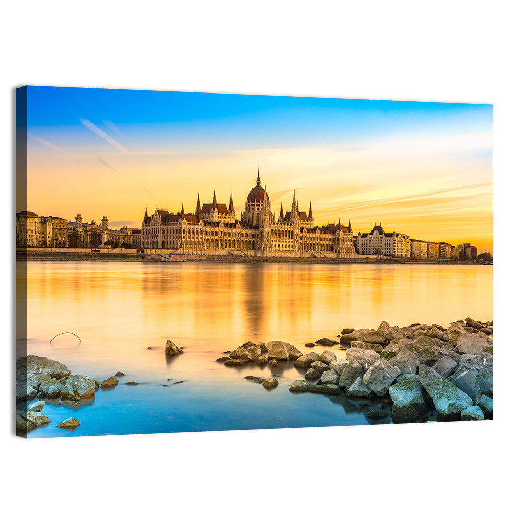 Budapest Parliament at Golden Hour Wall Art