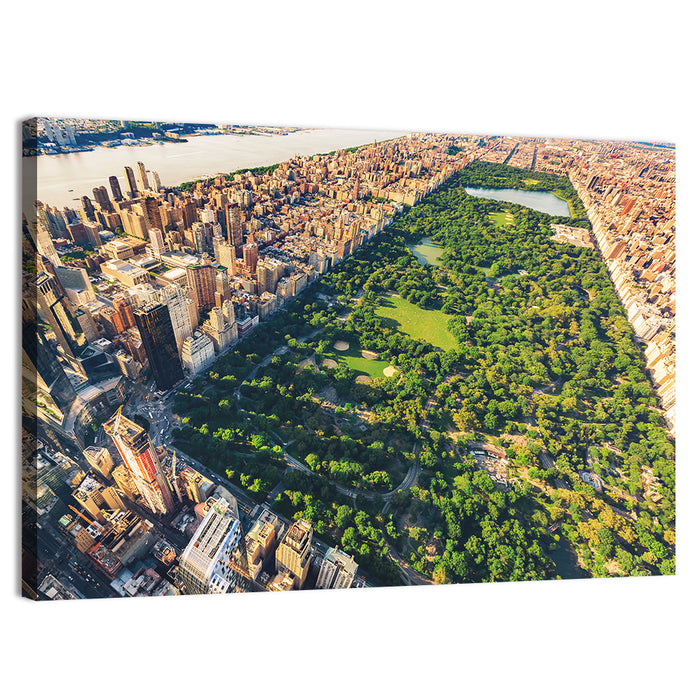 Manhattan Aerial Over Central Park Wall Art as a canvas print