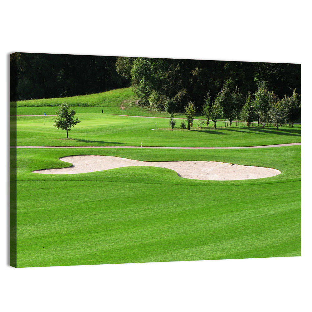 Golf Fairway with Sand Bunker Wall Art, canvas print, landscape