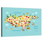 Illustrated Fruit World Map Wall Art
