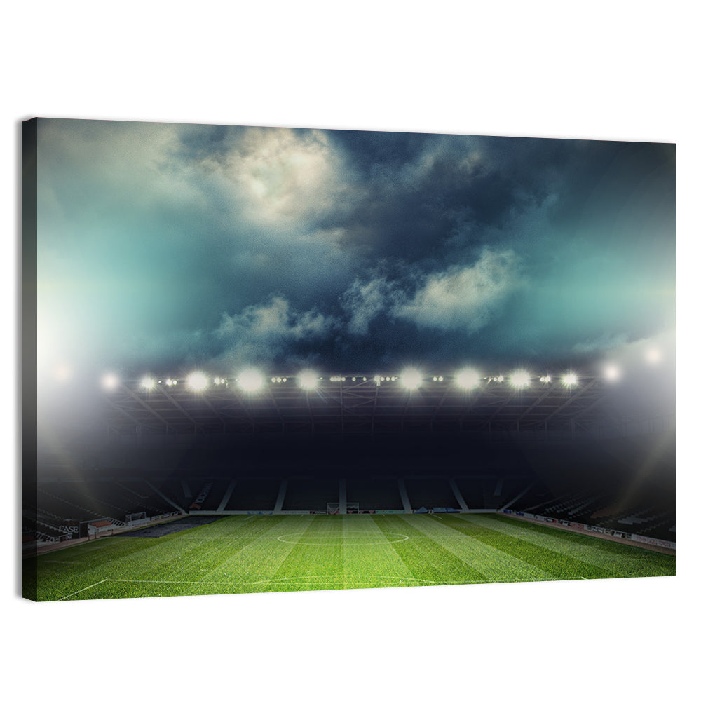 Stadium Under Floodlights Wall Art, canvas print, landscape