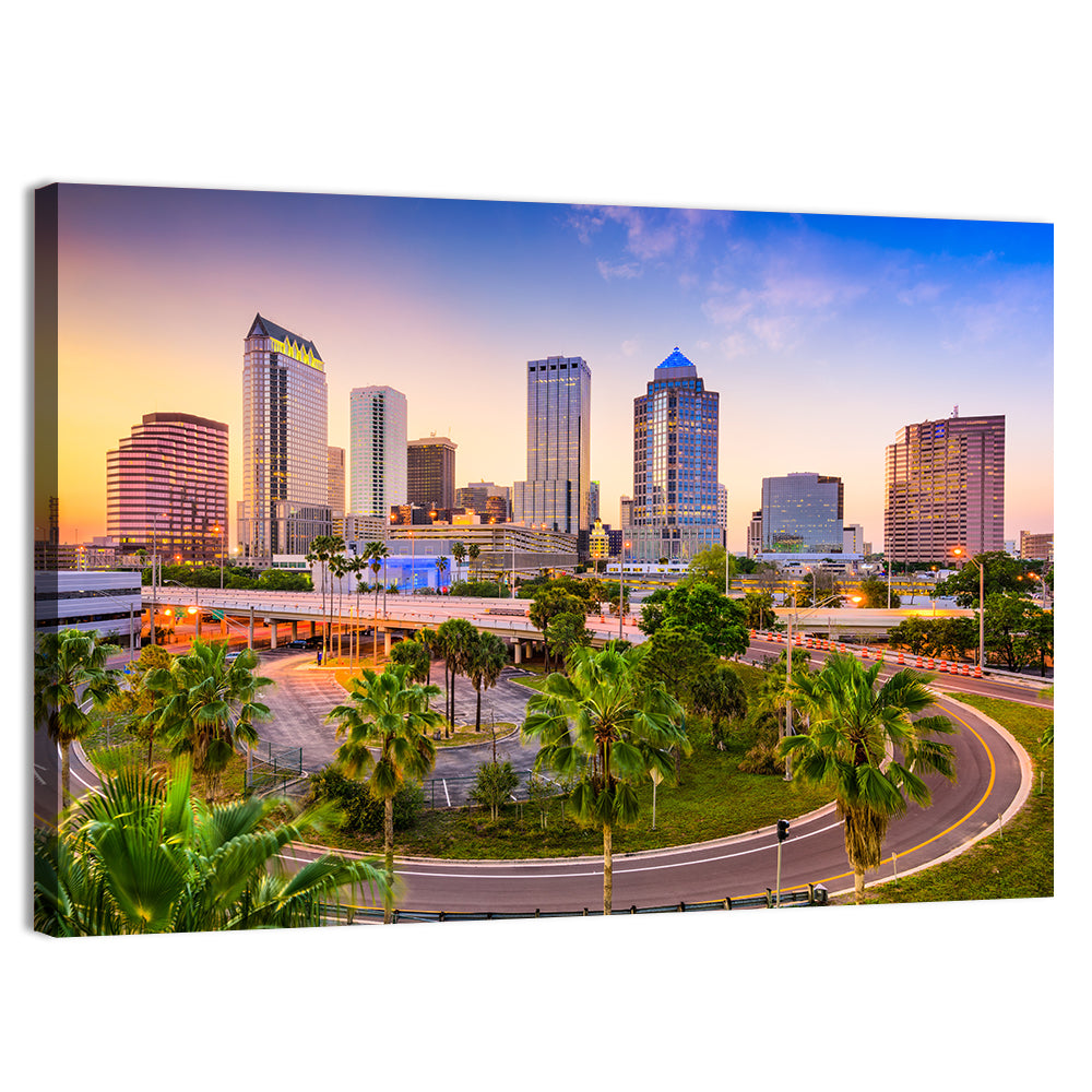 Tampa Downtown Skyline at Sunset Wall Art, canvas print, landscape