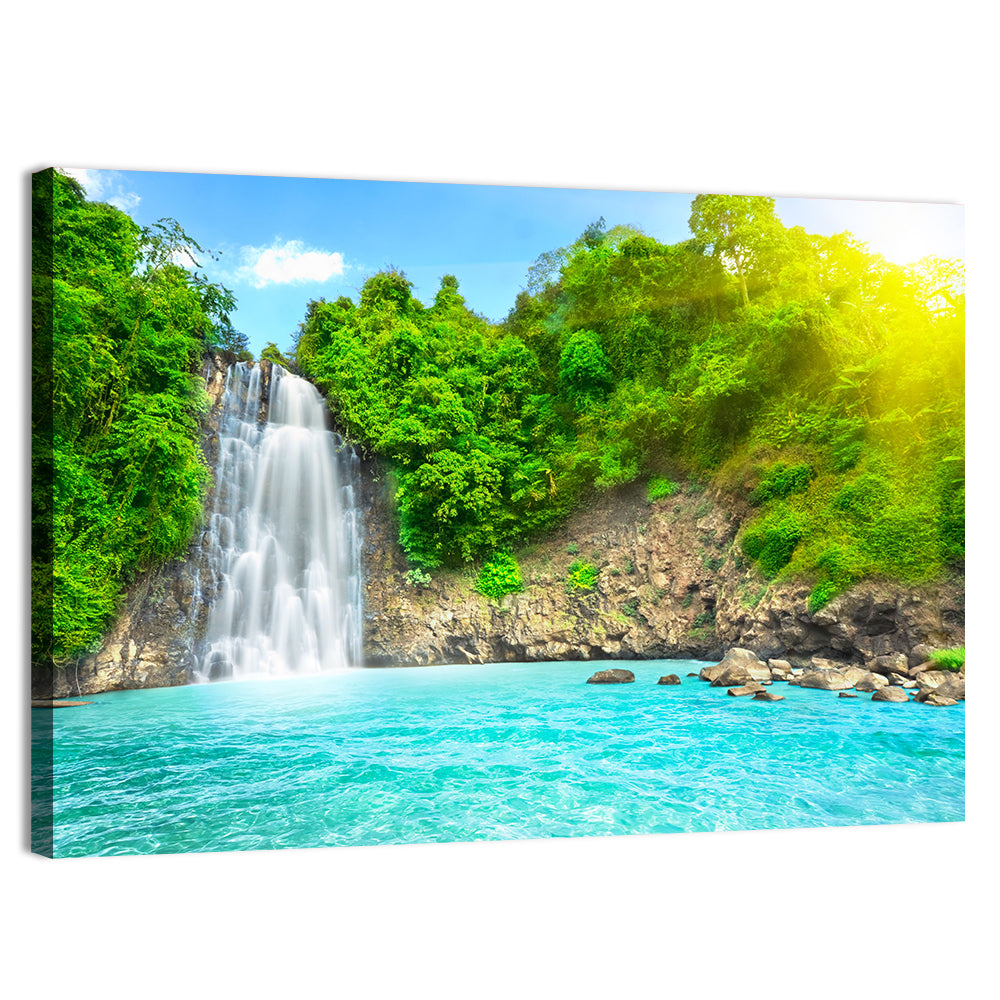 Dambri Waterfall Turquoise Pool Wall Art, canvas print, landscape