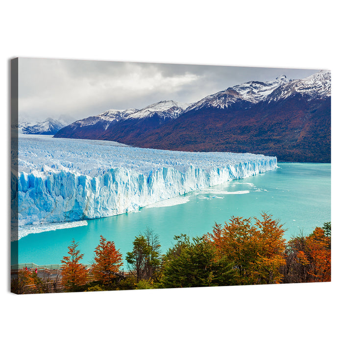 Perito Moreno Glacier with Autumn Foliage Wall Art as a canvas print