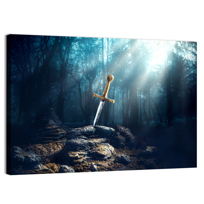 Enchanted Sword in the Stone Wall Art as a canvas print