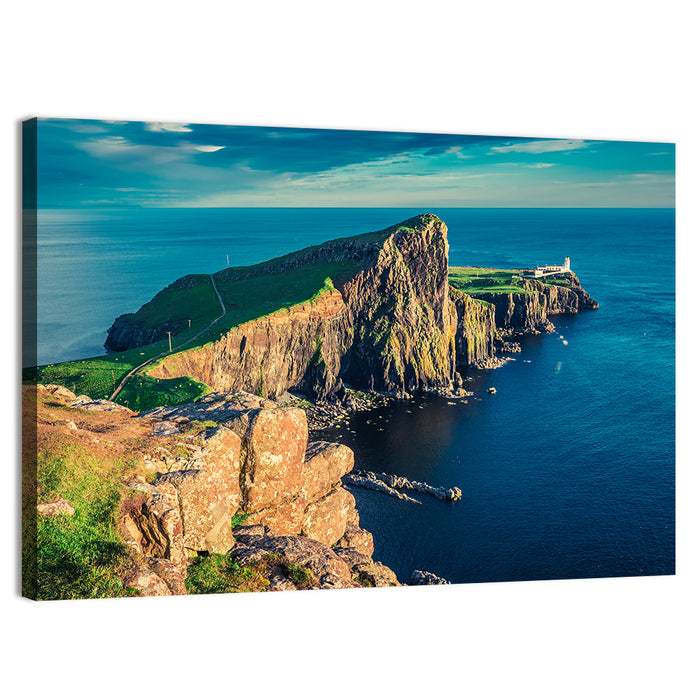 Neist Point Lighthouse Sunset Wall Art as a canvas print