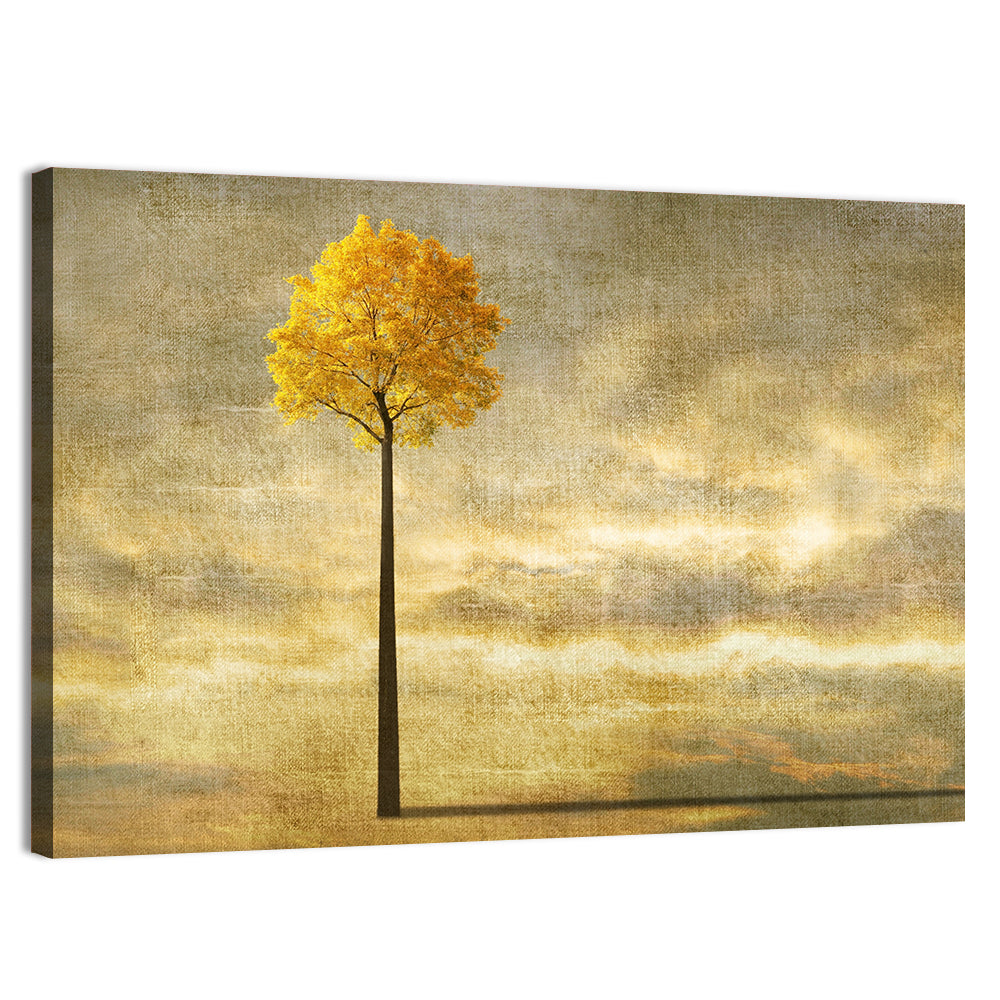Solitary Tree at Golden Hour Wall Art