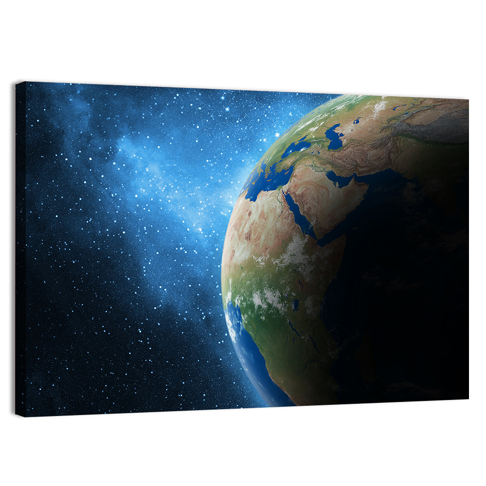 Earth and Galaxy Closeup Wall Art, canvas print, landscape