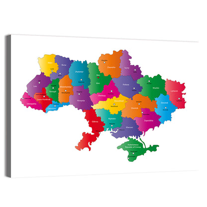Colorful Ukraine Map Wall Art