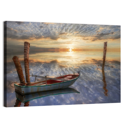 Lonely Boat at Sunset Wall Art