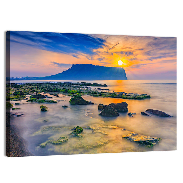 Sunrise Over Seongsan Ilchulbong Wall Art as a canvas print