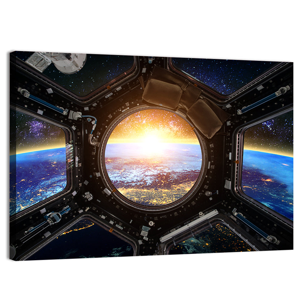 Earthrise Through Spacecraft Window Wall Art