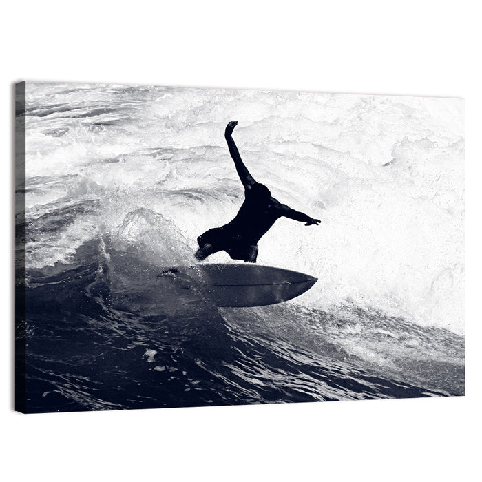 Dog Surfer Riding Waves Wall Art as a canvas print