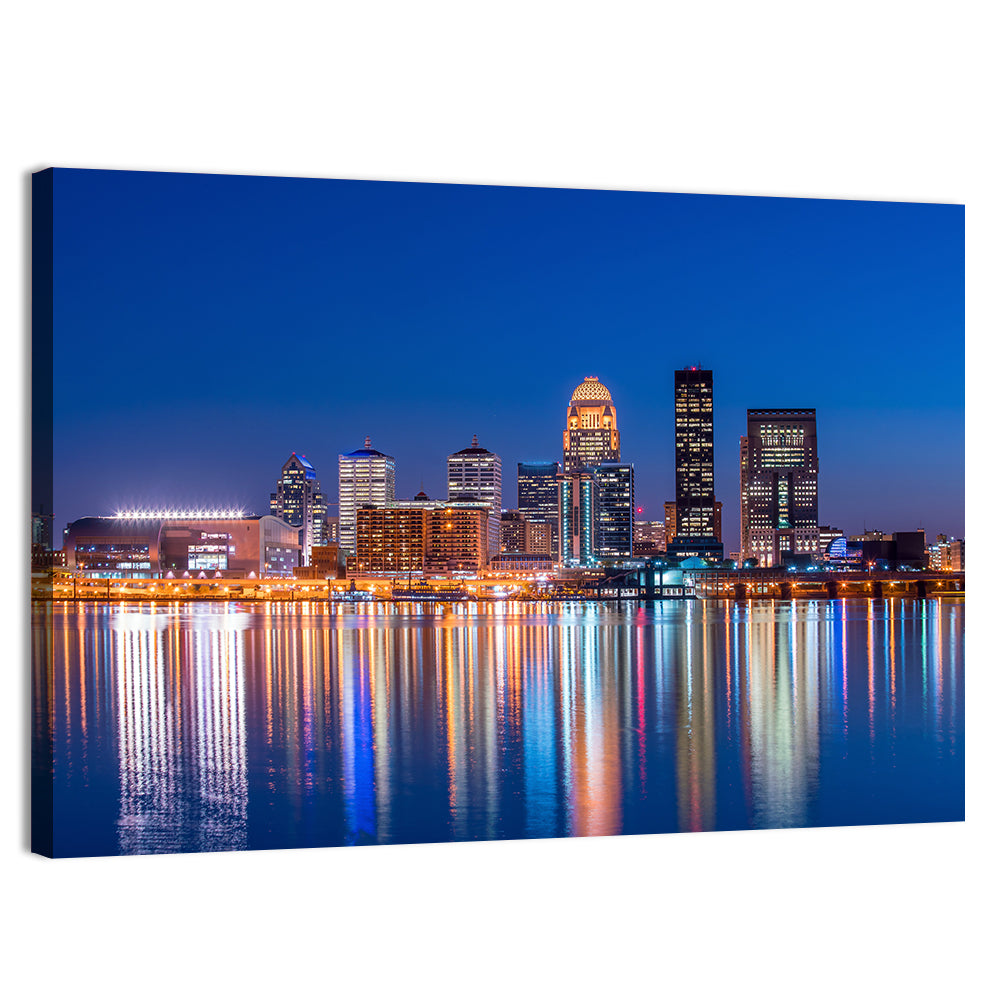 Downtown Louisville Skyline at Night Wall Art