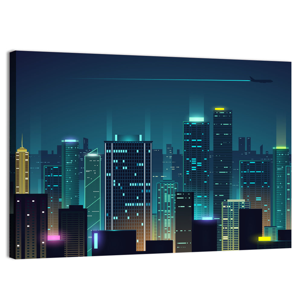 Abstract Night City Skyline Wall Art
