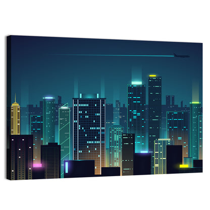 Abstract Night City Skyline Wall Art