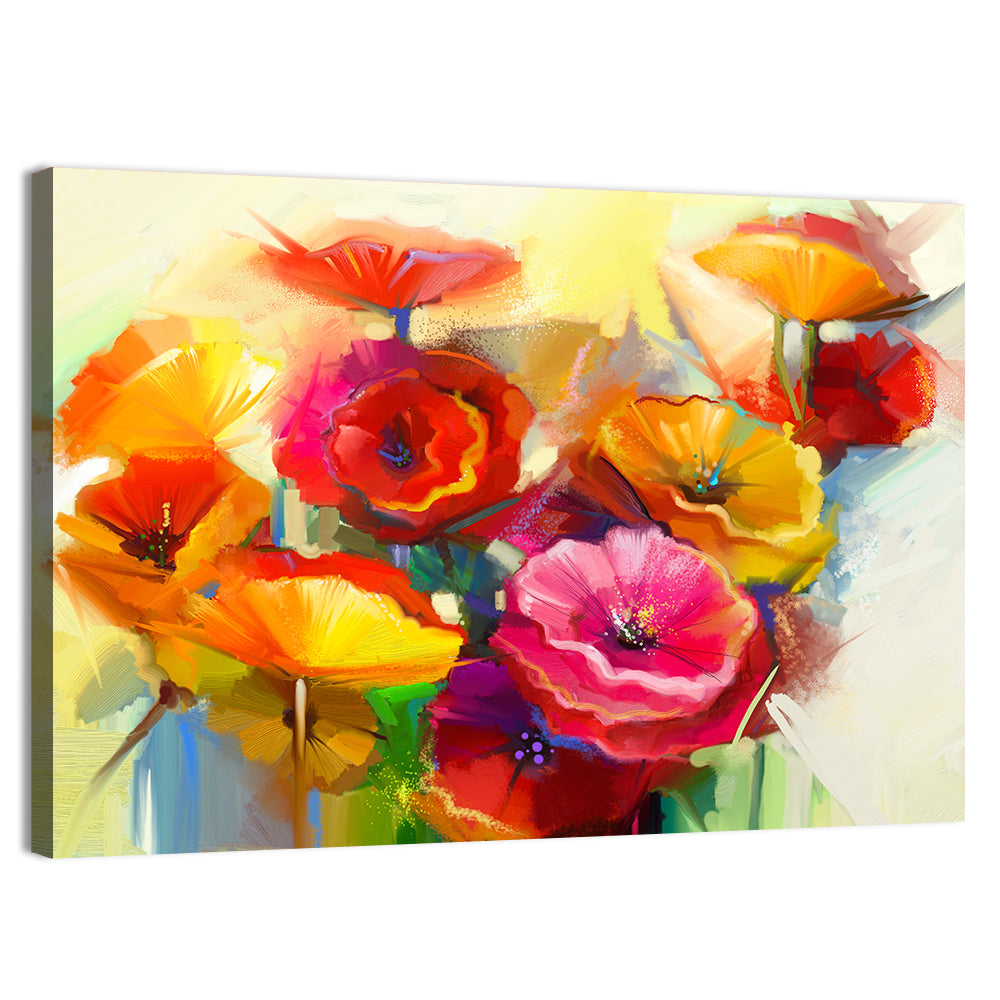 Impasto Poppy Bouquet Wall Art