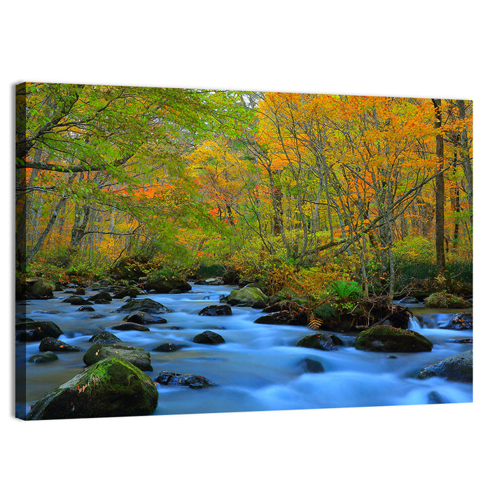 Oirase Gorge Autumn Stream Wall Art as a canvas print