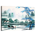 Blue Tree Over Rice Paddies Wall Art