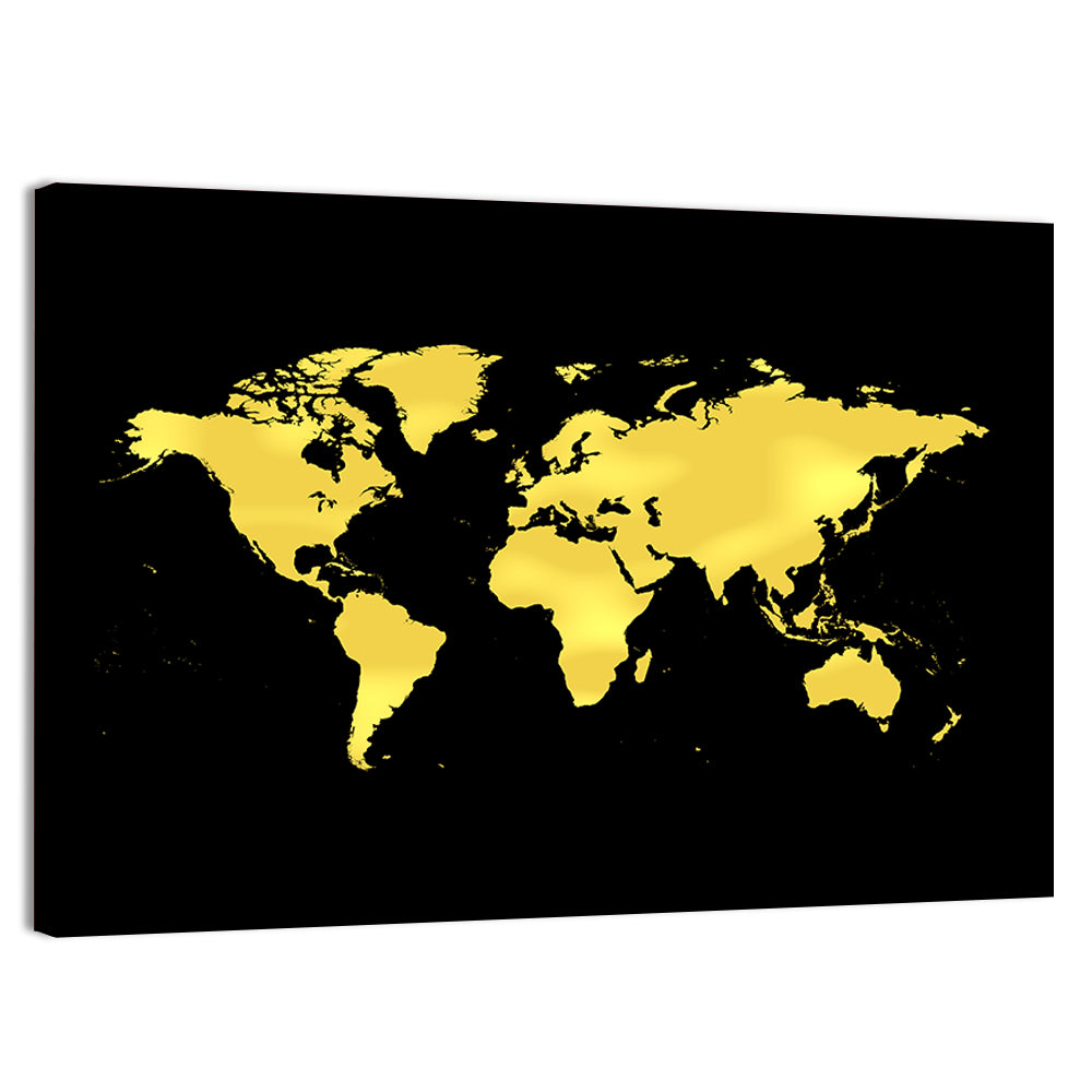 Metallic Gold World Map Wall Art