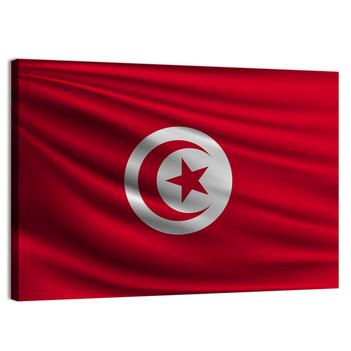 Tunisia Flag with Crescent and Star Wall Art as a canvas print