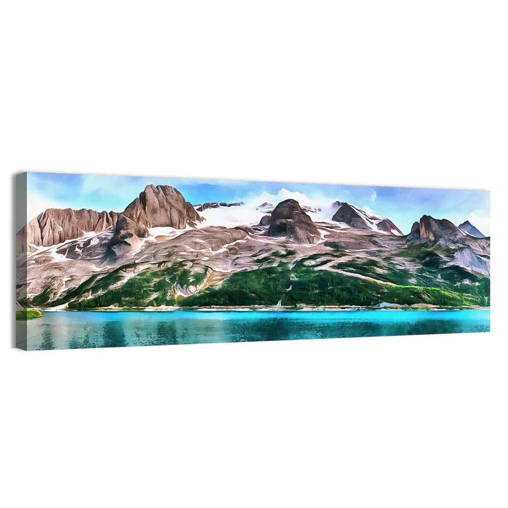 Snow-capped Mountain Lake Wall Art, canvas print, panoramic