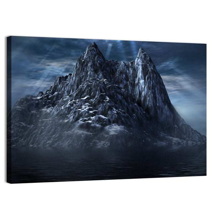Dark Mountain Over the Sea Wall Art as a canvas print