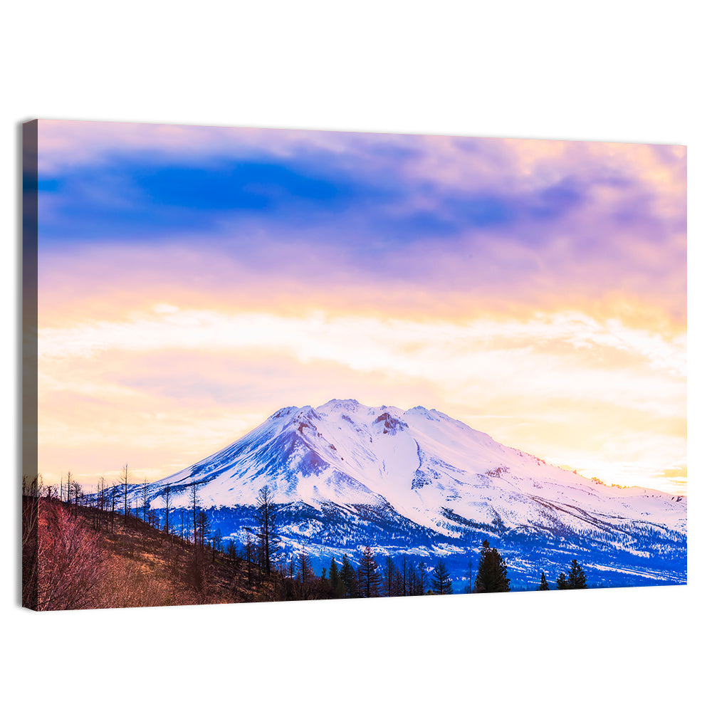 Sunset Over Mount Shesta Wall Art, canvas print, landscape
