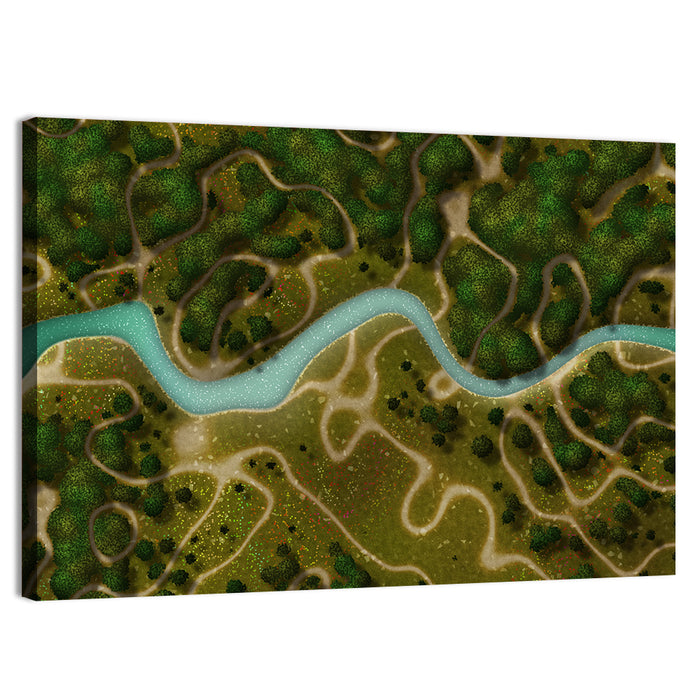 Winding River Trail Aerial Wall Art as a canvas print
