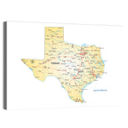 Texas Road Map Illustration Wall Art