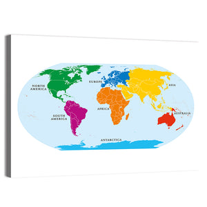 Seven Continents World Map Wall Art