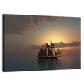 Golden Schooner at Sunset Wall Art