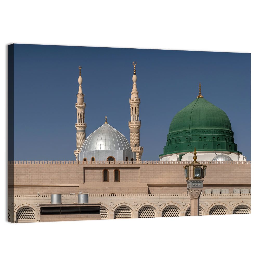 Green Dome of Al-masjid An-nabawi Wall Art, canvas print, landscape
