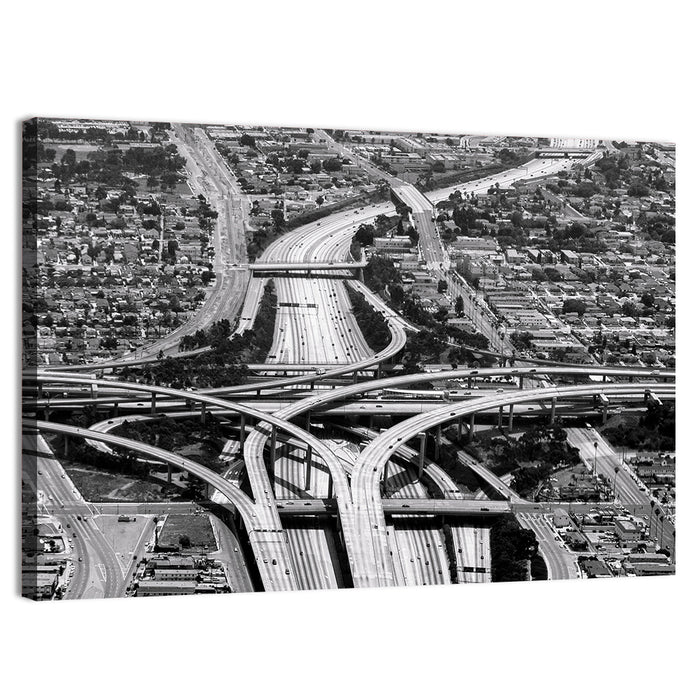 Monochrome La Airport Interchange Wall Art as a canvas print