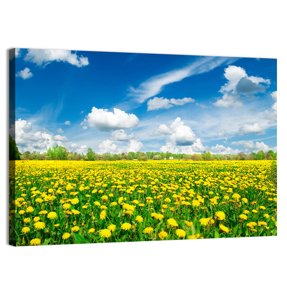 Yellow Dandelion Meadow Wall Art, canvas print, landscape