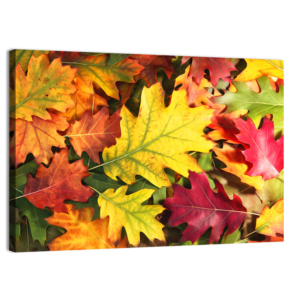 Painterly Autumn Oak Leaves Wall Art