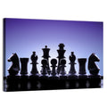 Blue Backlit Chess Pieces Wall Art