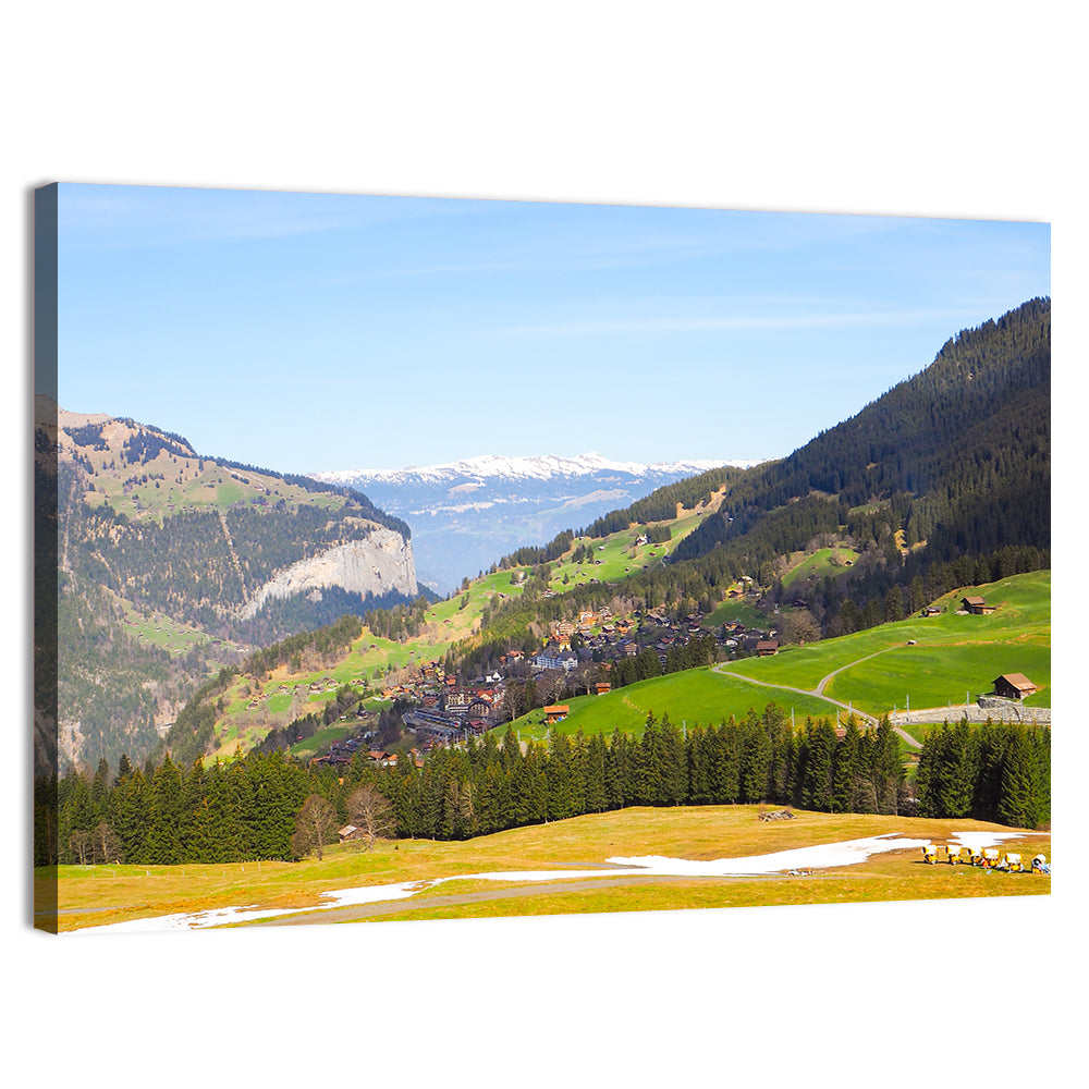 Jungfrau Snow-capped Mountain Landscape Wall Art, canvas print, landscape