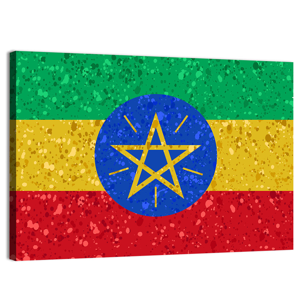Ethiopian Flag Emblem Wall Art, canvas print, landscape