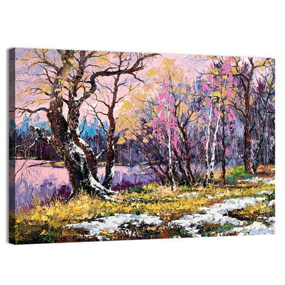 Autumn Lake with Pink Reflection Wall Art