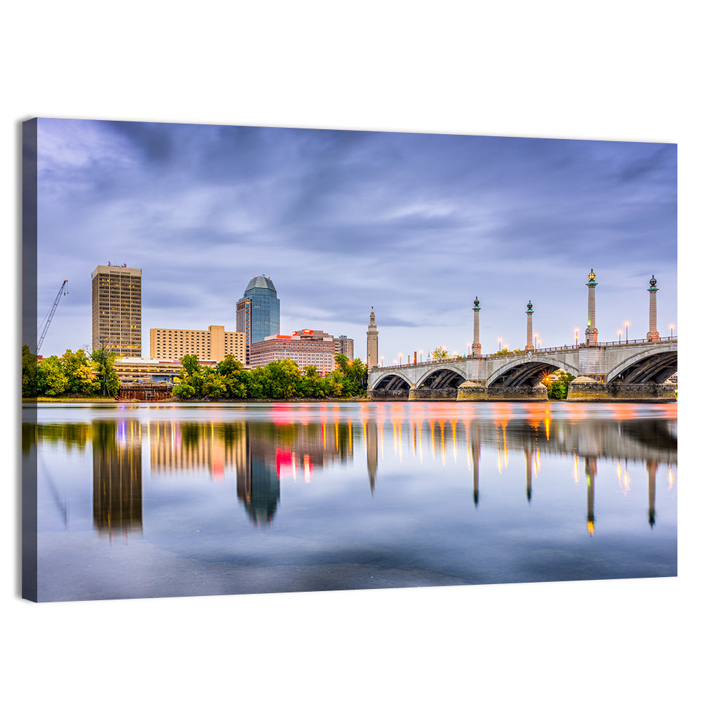 Springfield Skyline with Memorial Bridge Wall Art, canvas print, landscape