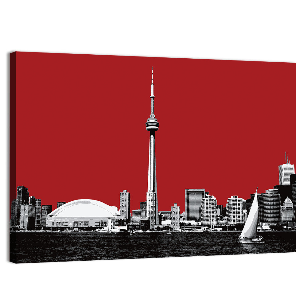 Toronto Cn Tower Silhouette Wall Art, canvas print, landscape
