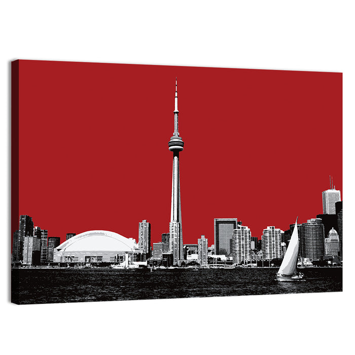 Toronto Cn Tower Silhouette Wall Art as a canvas print