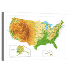 United States Topographic Map Wall Art