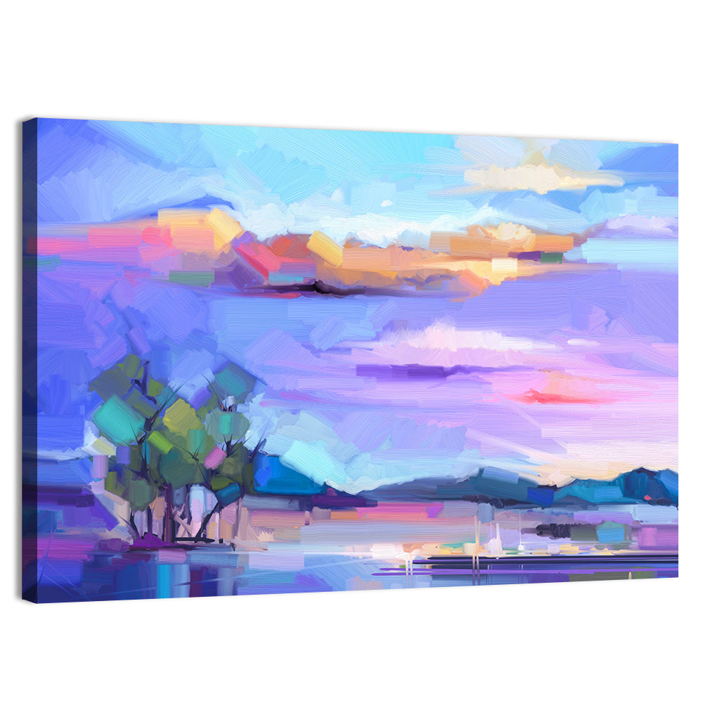 Dusk Lake Reflection Wall Art