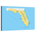 Florida Political Map, Blue and Yellow Wall Art