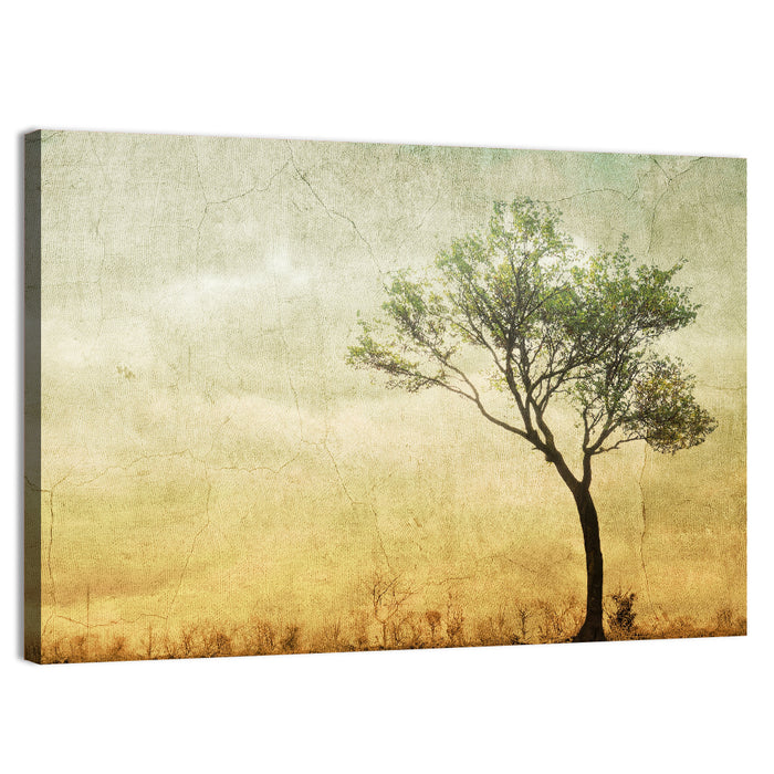 Surreal Tree with Cracked Paint Texture Wall Art as a canvas print