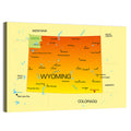 Wyoming State Map, Yellow Accent Wall Art